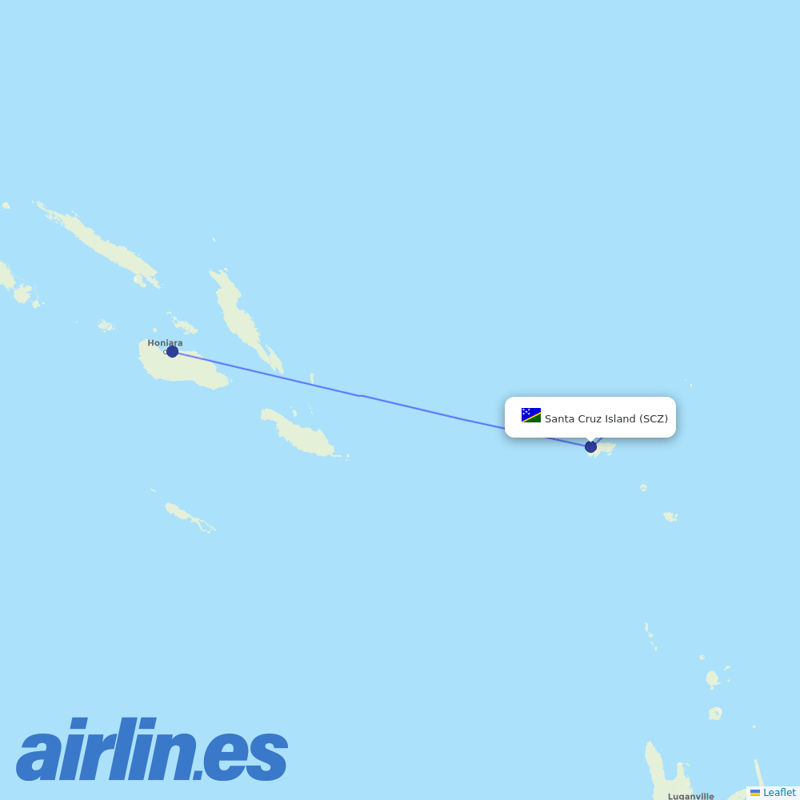 Solomon Airlines from Santa Cruz Island Airport destination map