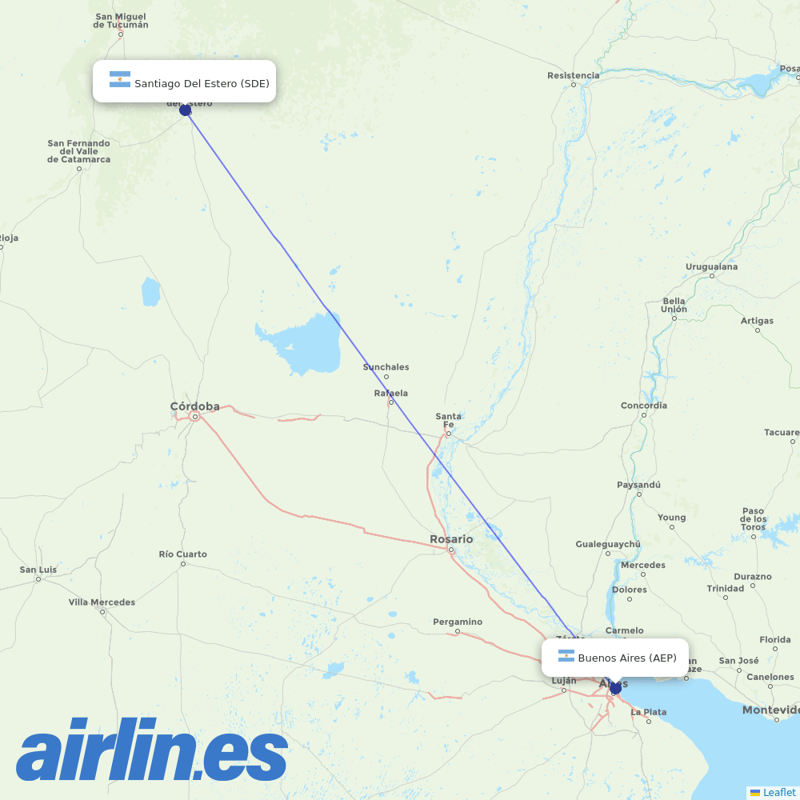 Felix Airways from Santiago Del Estero destination map