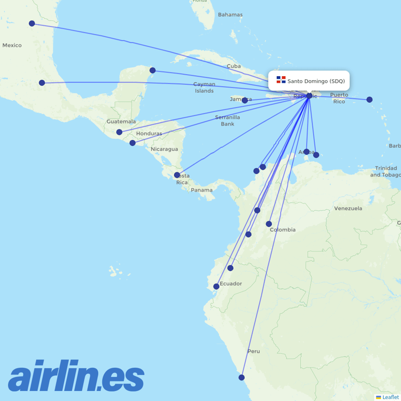 Asian Air from Las Americas International destination map