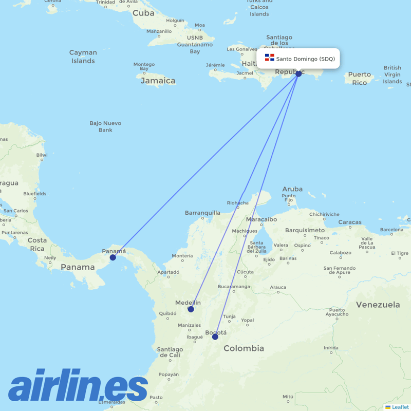 Wingo from Las Americas International destination map