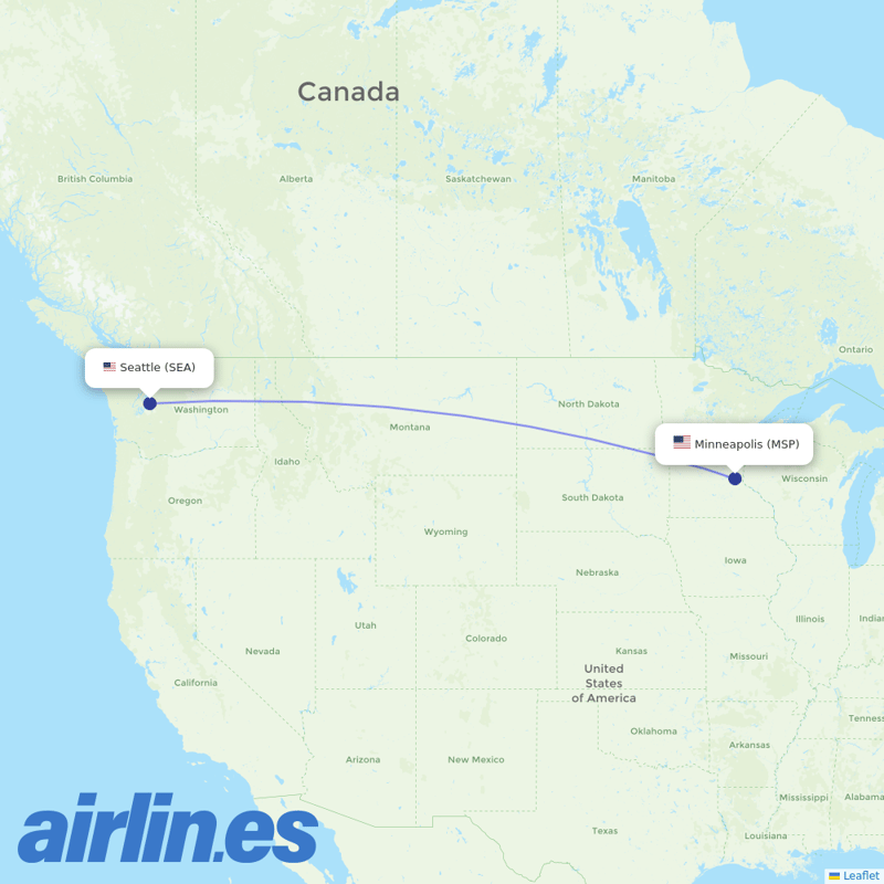 Sun Country Airlines from Seattle Tacoma International destination map