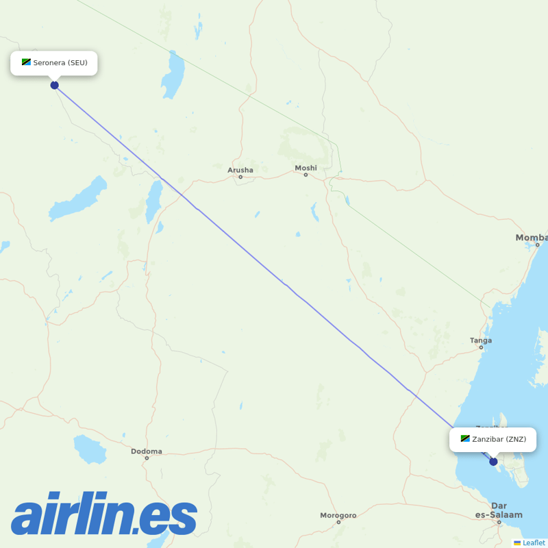 FlexFlight from Seronera Airstrip destination map