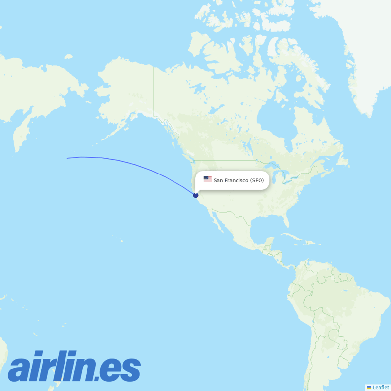 EVA Air from San Francisco International destination map