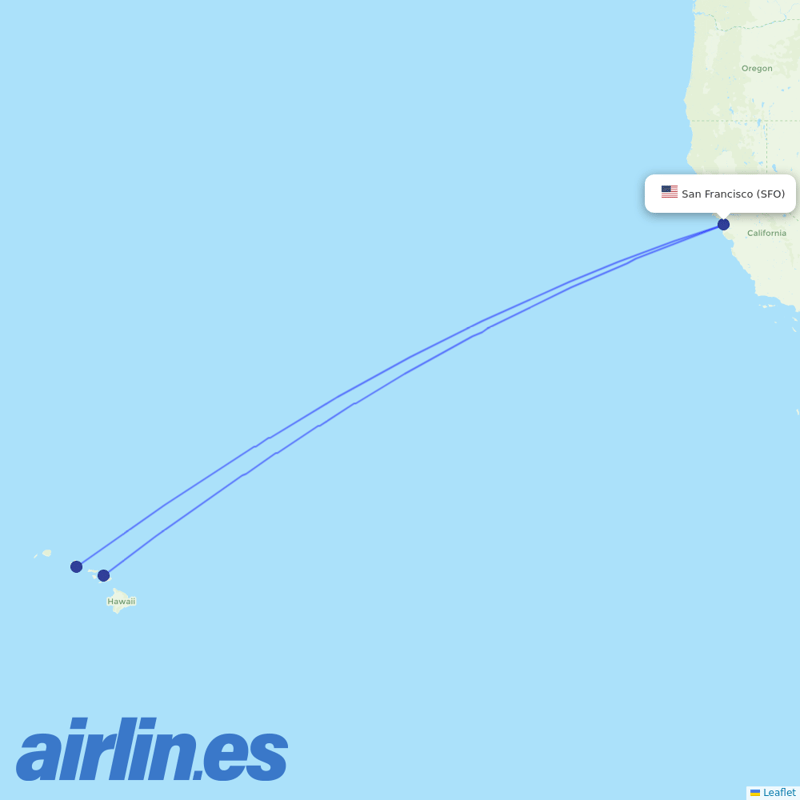 Hawaiian Airlines from San Francisco International destination map