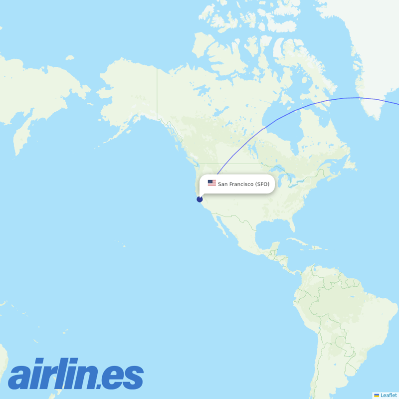 Virgin Atlantic from San Francisco International destination map
