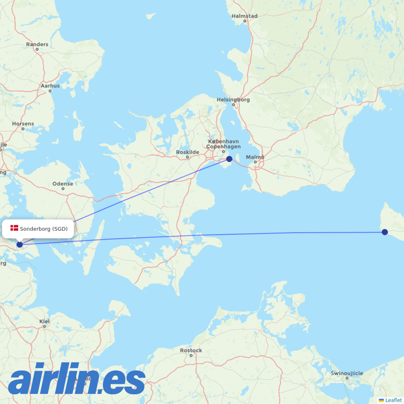 Air Alsie from Sonderborg destination map