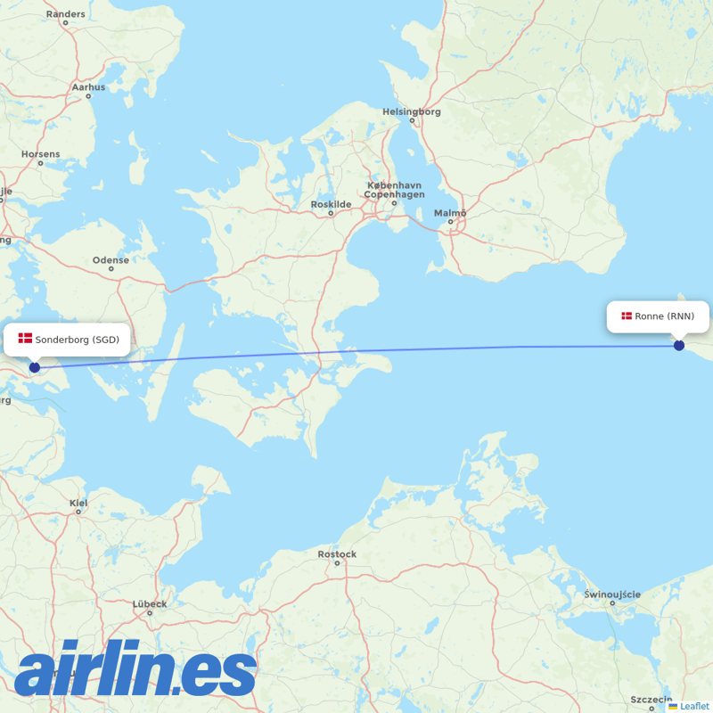 FlexFlight from Sonderborg destination map