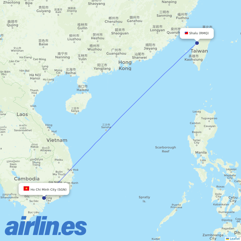 Mandarin Airlines from Tansonnhat International destination map