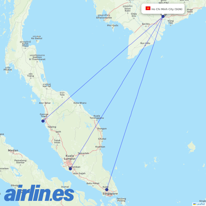 AirAsia from Tansonnhat International destination map