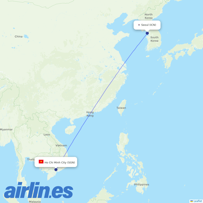 Asiana Airlines from Tansonnhat International destination map
