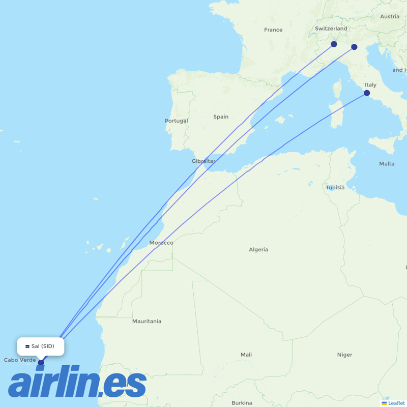 Neos from Amilcar Cabral International Airport destination map