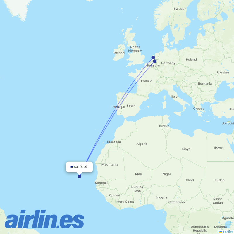 TUIfly Netherlands from Amilcar Cabral International Airport destination map