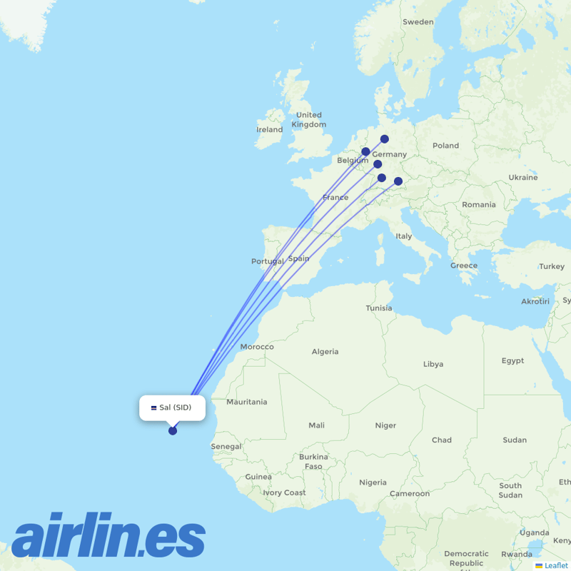 TUIfly from Amilcar Cabral International Airport destination map