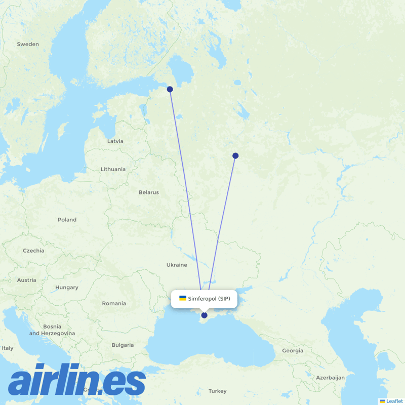 Nordavia Regional Airlines from Simferopol destination map