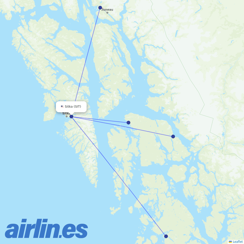 Alaska Seaplanes from Sitka Airport destination map