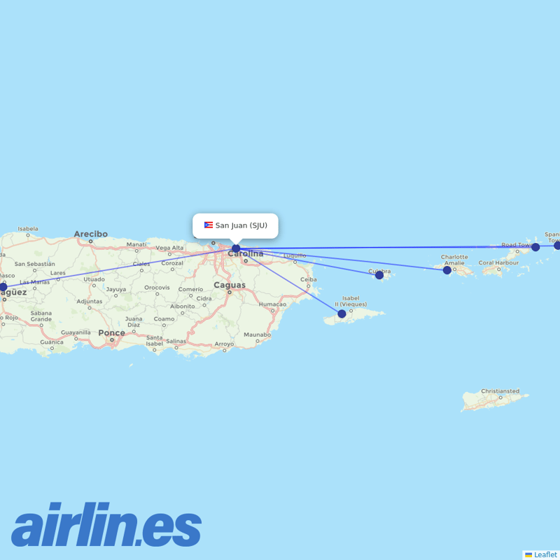 Cape Air from Luis Munoz Marin International destination map