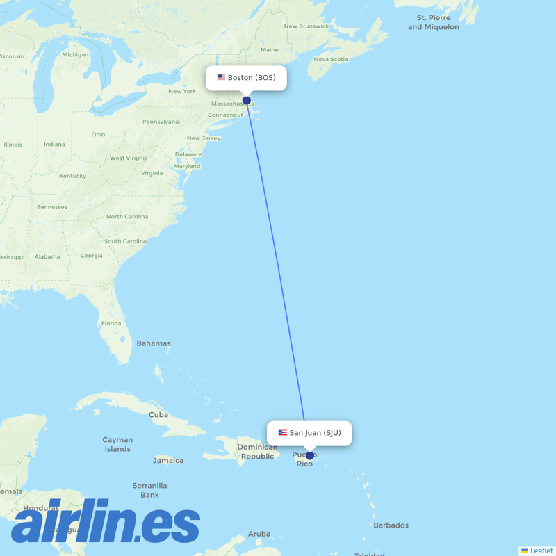 Aer Lingus from Luis Munoz Marin International destination map