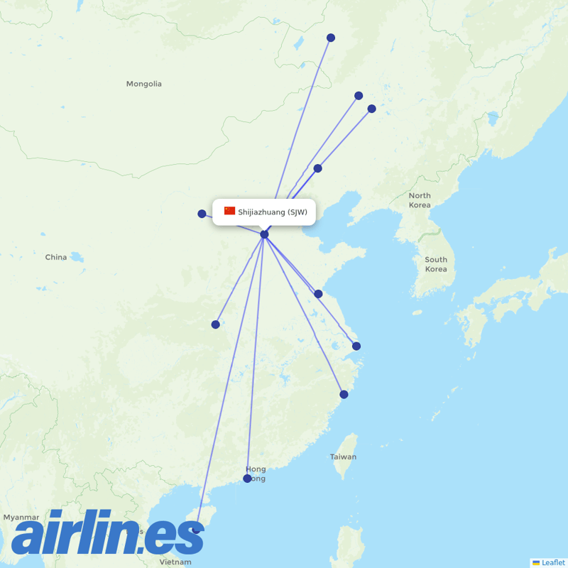 China United Airlines from Shijiazhuang Daguocun International Airport destination map