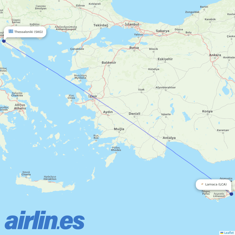 Charlie Airlines from Thessaloniki Airport destination map