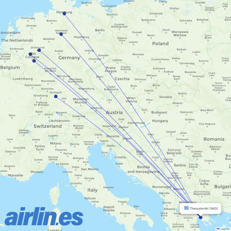 Eurowings from Thessaloniki Airport destination map