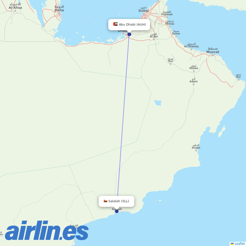 Intercontinental Airways (Gambia) from Salalah destination map