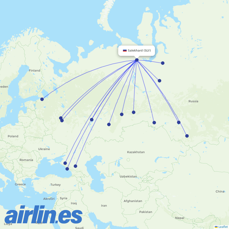 Yamal Airlines from Salekhard Airport destination map