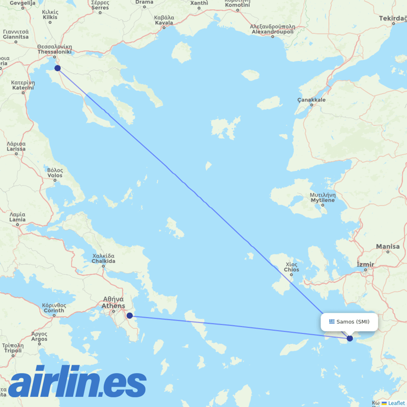 Olympic Air from Samos destination map