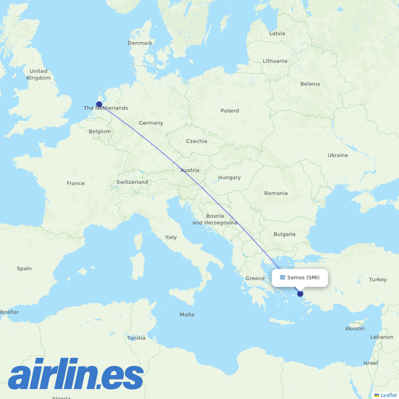 TUIfly Netherlands from Samos destination map