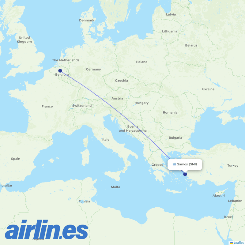 Brussels Airlines from Samos destination map