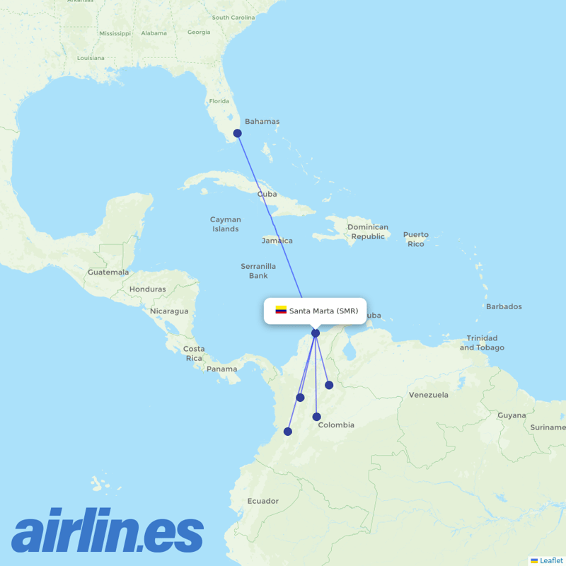 AVIANCA from Simon Bolivar destination map