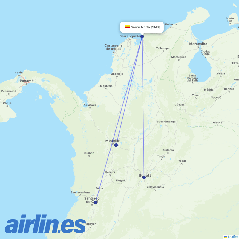 LATAM Airlines from Simon Bolivar destination map