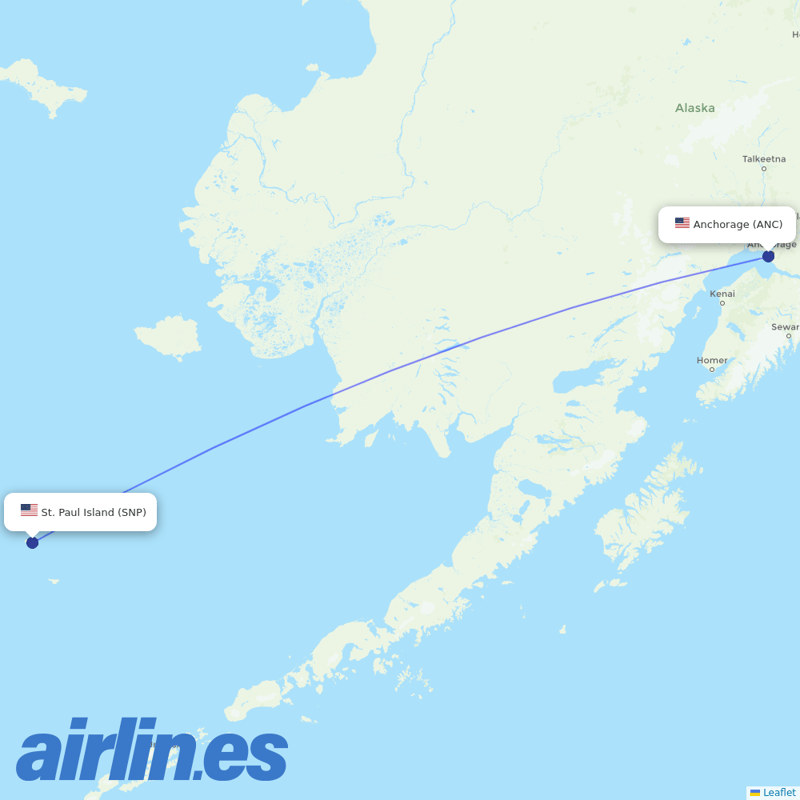 Ravn Alaska from Saint Paul Island destination map