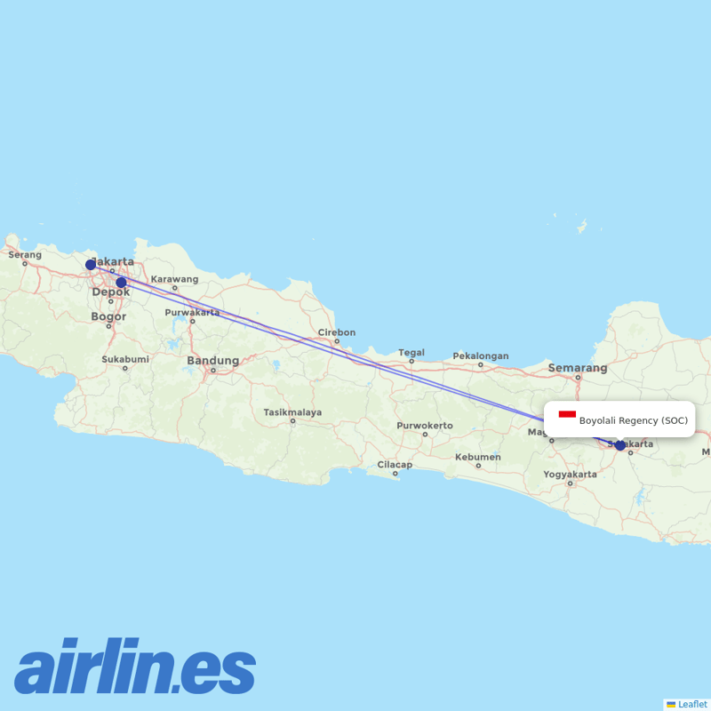 Batik Air from Solo City destination map