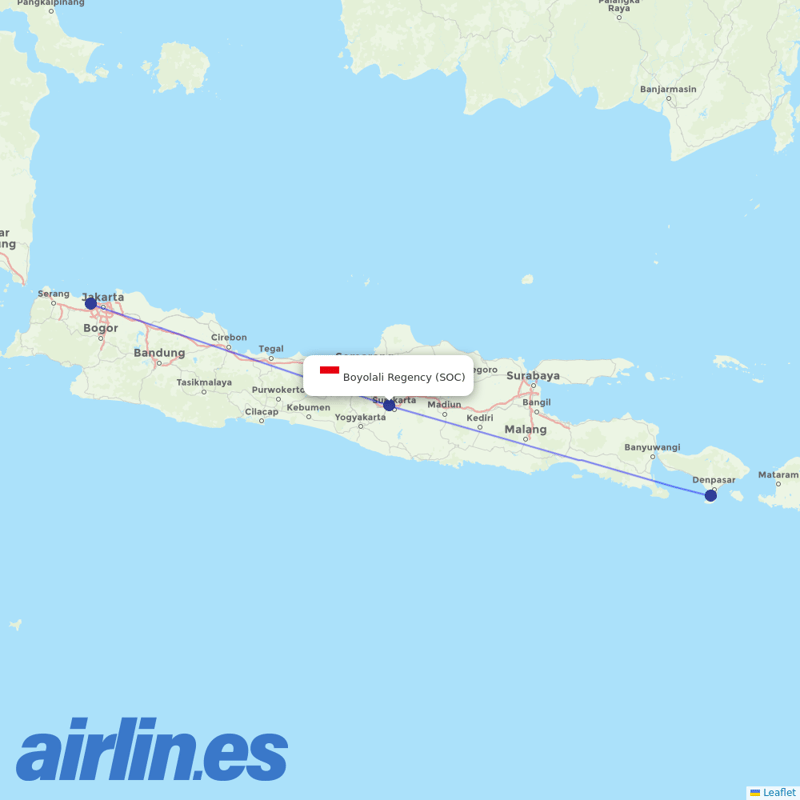 Lion Air from Solo City destination map