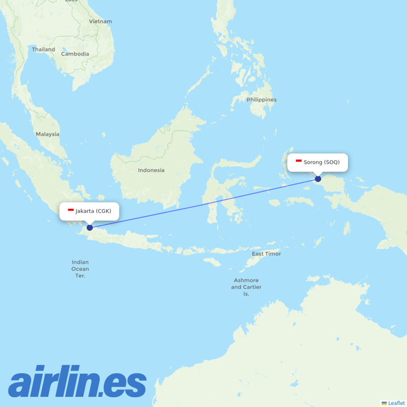 Garuda Indonesia from Jefman destination map