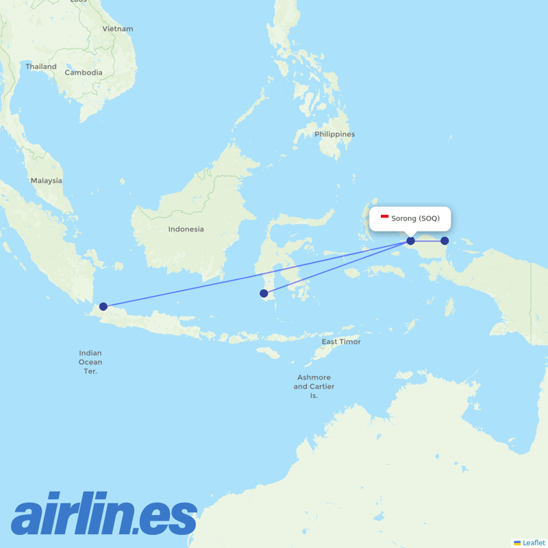 Batik Air from Jefman destination map