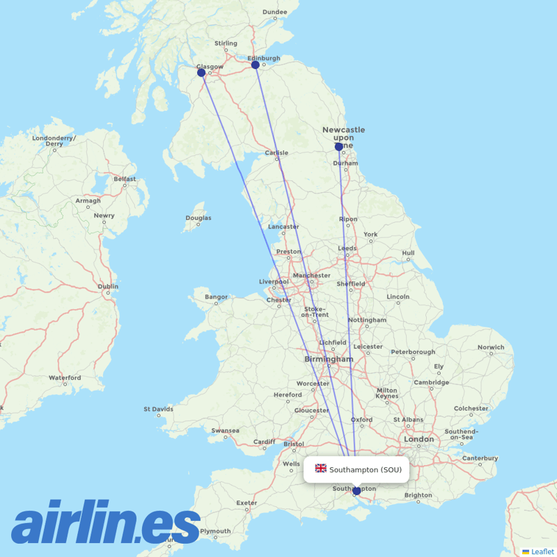 Loganair from Southampton destination map