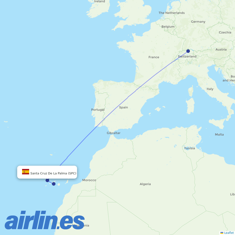 Edelweiss Air from La Palma destination map