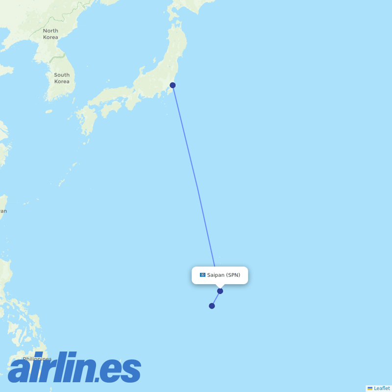 United Airlines from Saipan destination map