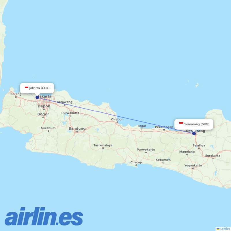 Garuda Indonesia from Achmad Yani destination map