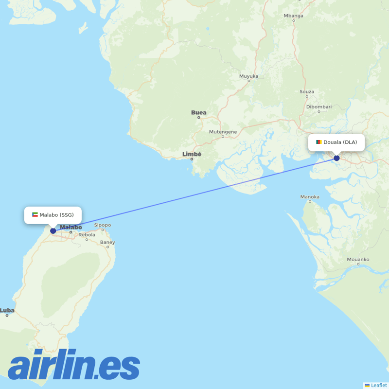 Air France from Malabo destination map