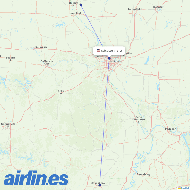 Southern Airways Express from Saint Louis Airport destination map