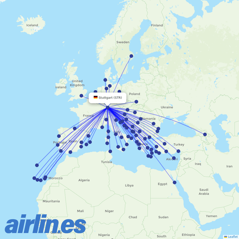 Eurowings from Stuttgart Airport destination map