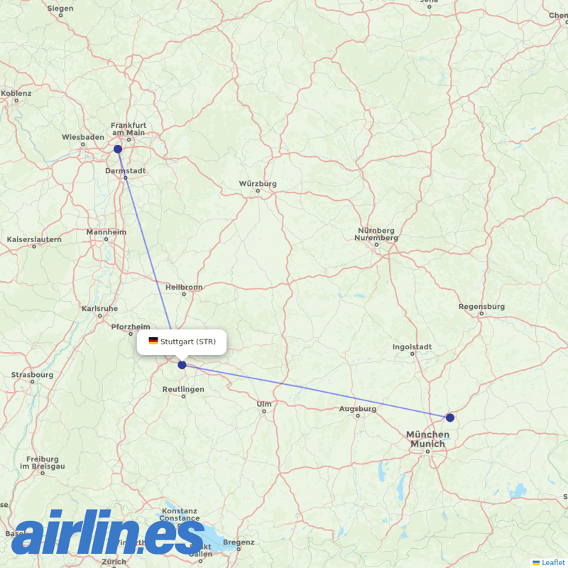 Lufthansa from Stuttgart Airport destination map