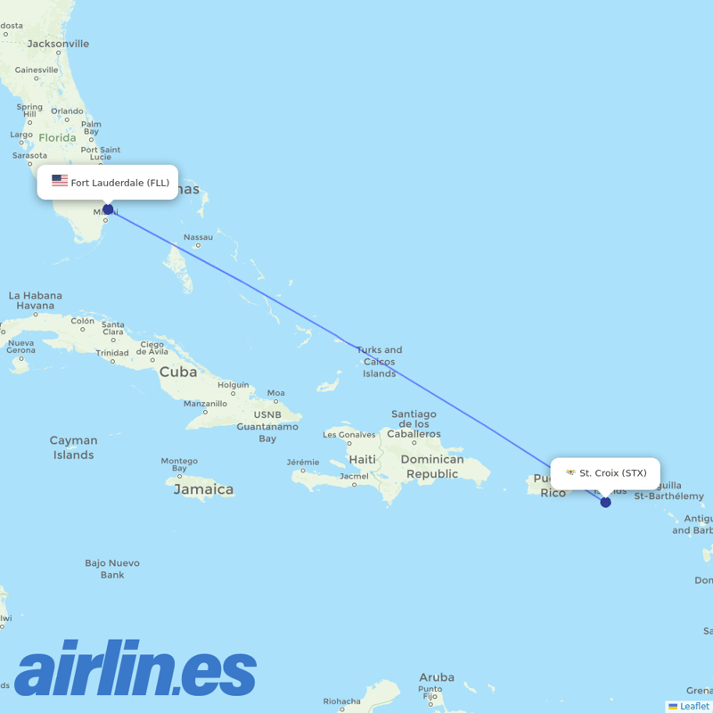 Spirit Airlines from Saint Croix destination map