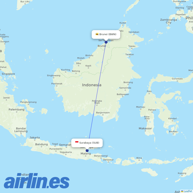 Royal Brunei Airlines from Juanda destination map