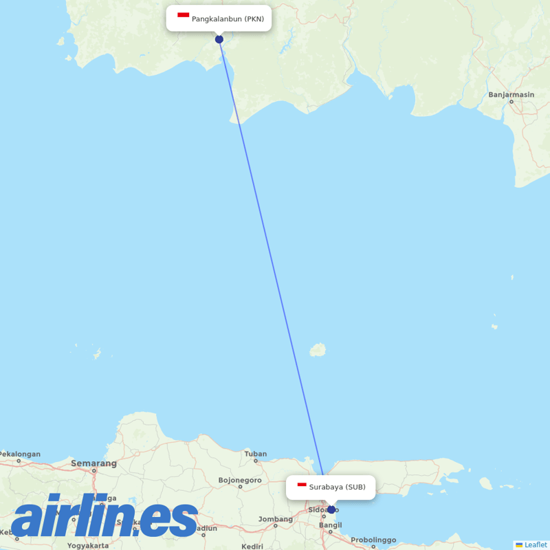 Nam Air from Juanda destination map