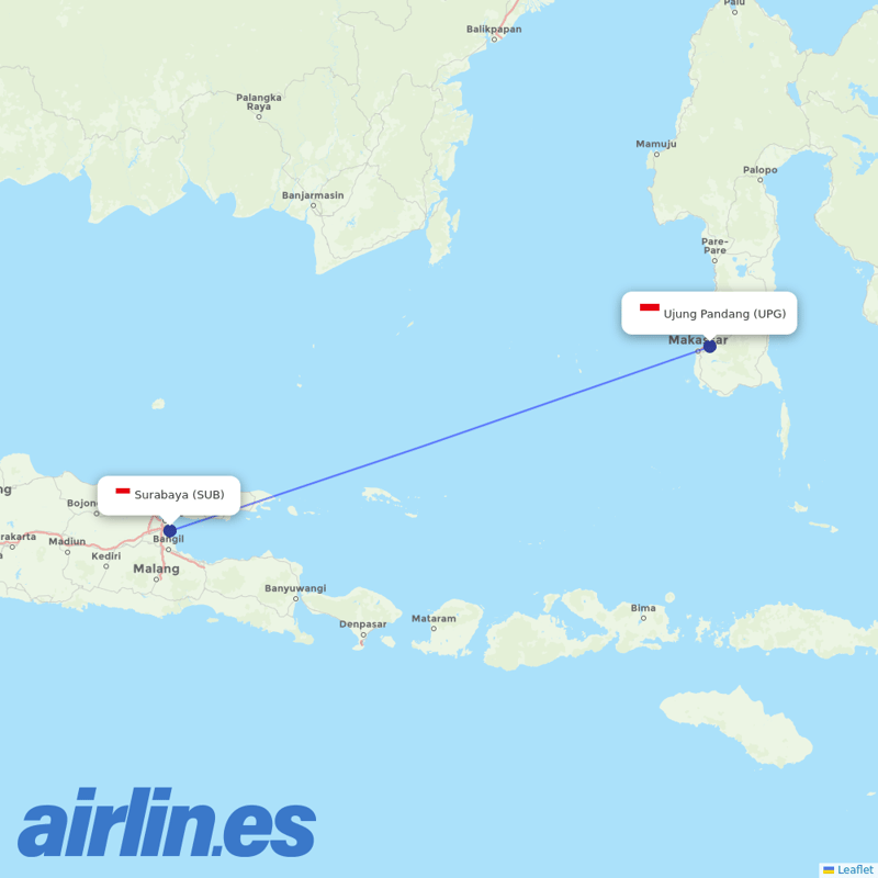Sriwijaya Air from Juanda destination map