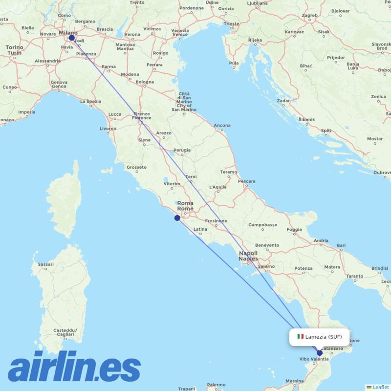 ITA Airways from Lamezia Terme destination map
