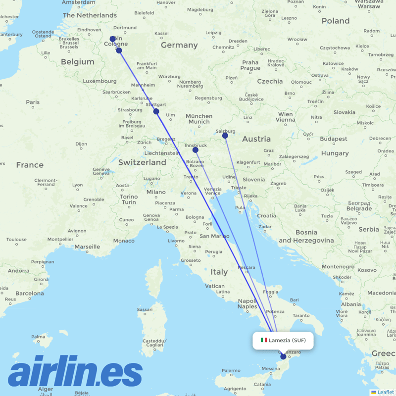 Eurowings from Lamezia Terme destination map